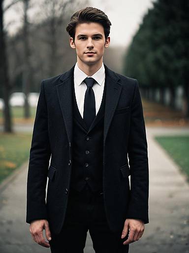 Tall Formal Gentleman in Black Suit