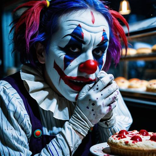 Scary Clown in Bakery at Night