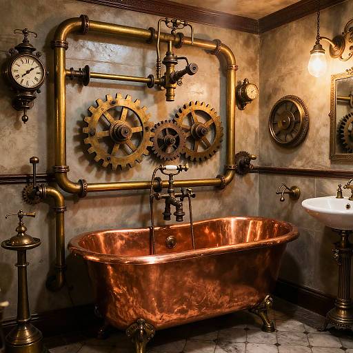 Steampunk Victorian Bathroom Interior