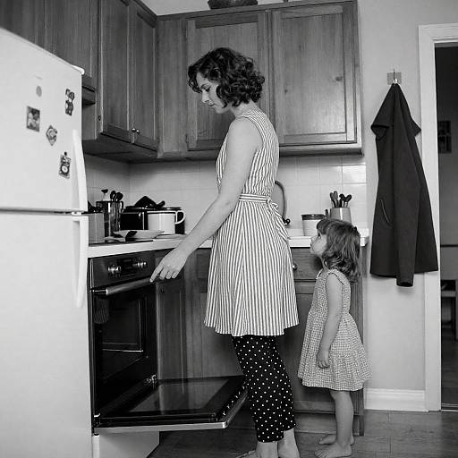 Mother and Child in Vintage Kitchen