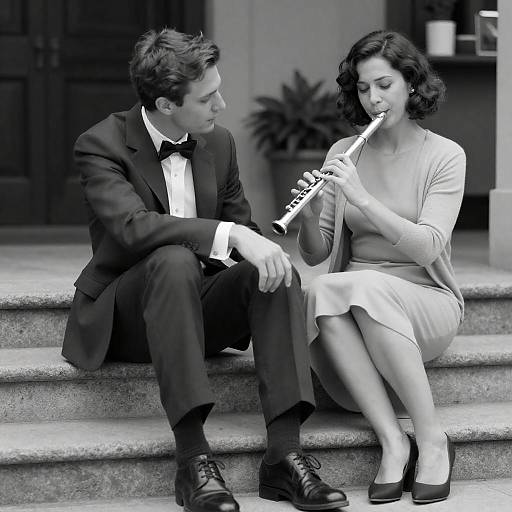 Elegant Black-and-White Portrait of a Couple