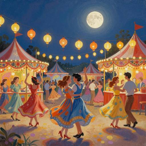 Vibrant Carnival Celebration Under Lanterns