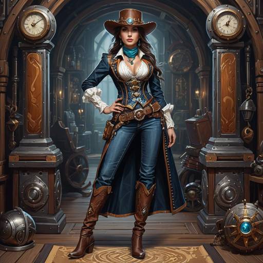 Elegant Steampunk Cowgirl Concept Art