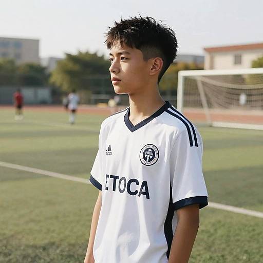 Boy with Long Undercut on Soccer Field