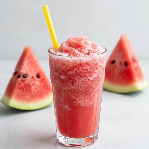 Refreshing Watermelon Slushie with Straw