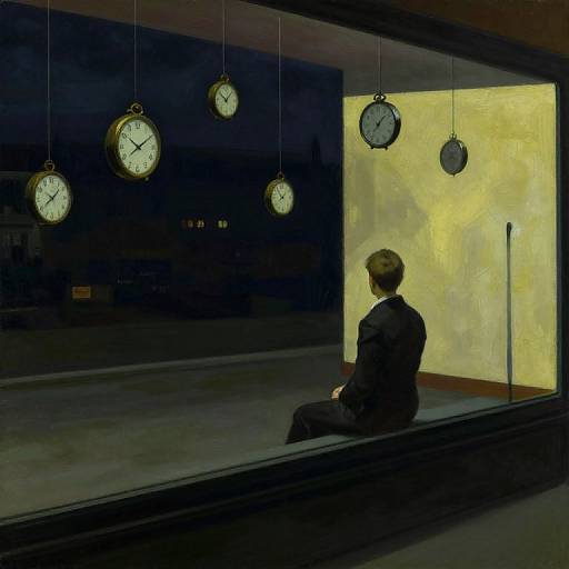 Surreal Nocturnal Scene with Floating Clocks