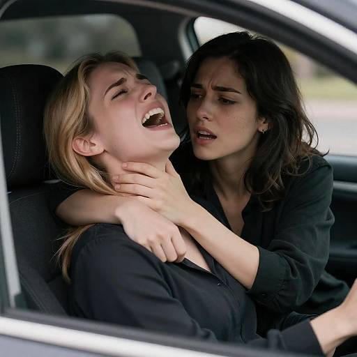 Intense Emotion in a Car Photograph