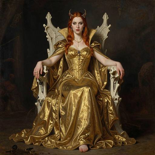 Elegant Vampire Queen on Bone Throne