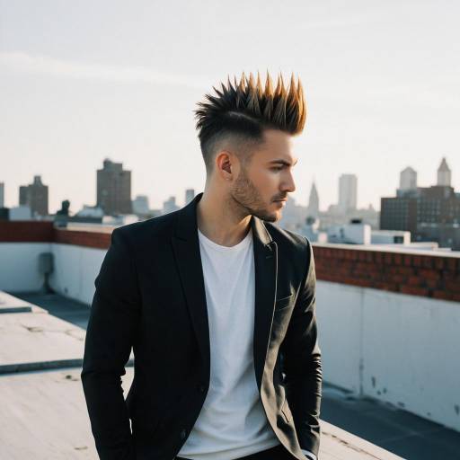 Stylish Faux Hawk Fade on Rooftop Model