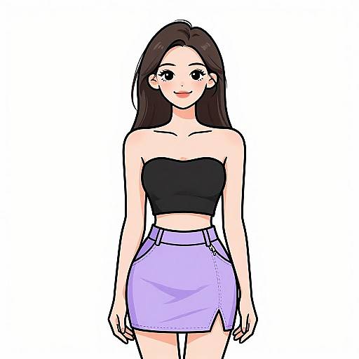 Smiling Woman in Chic Lavender Outfit