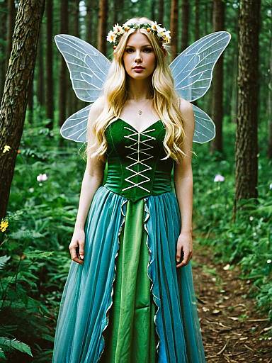 Woman in Forest Fairy Costume with Wings