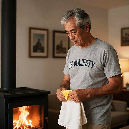 Middle-Aged Man in Living Room Scene