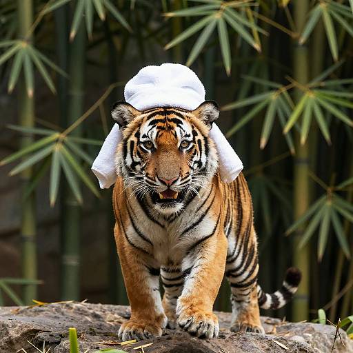Playful Striped Tiger Cub Pouncing