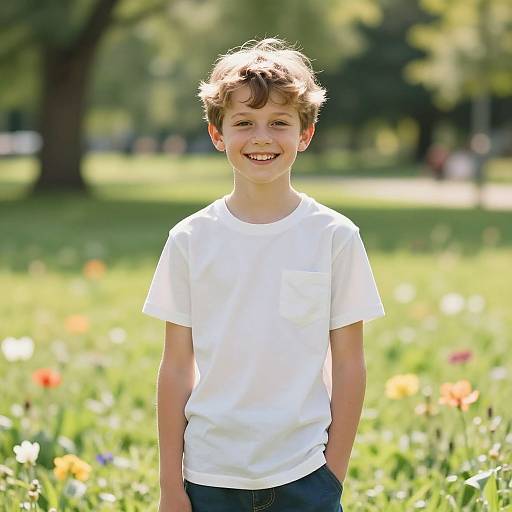 Smiling Boy in Sunny Park