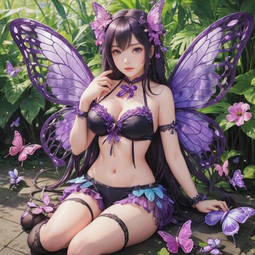 Enchanting Girl with Butterfly Wings