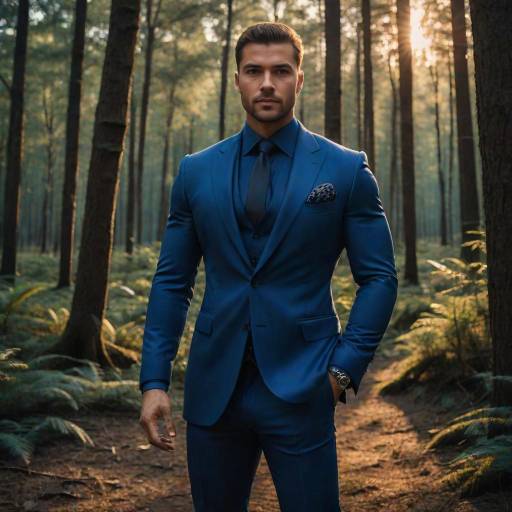 Muscular Man in Sunset Forest Scene