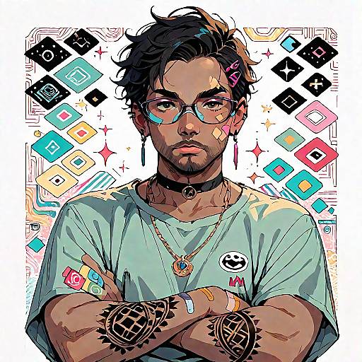 Colorful Tattooed Dark-Skinned Male