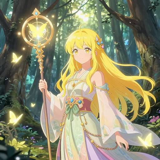 Anime Girl with Magical Staff