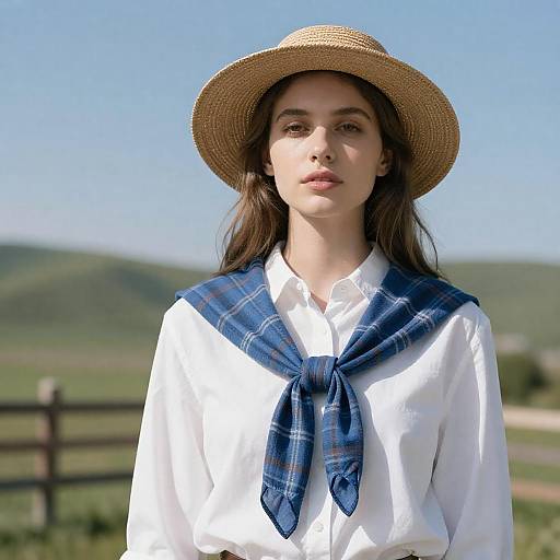 Young Woman in Straw Hat Portrait