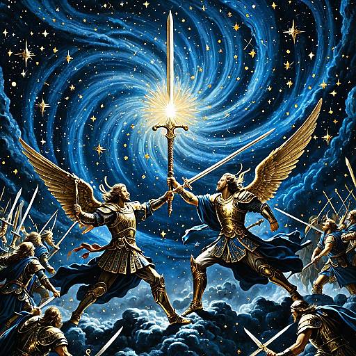 Celestial Battle in Doré's Style