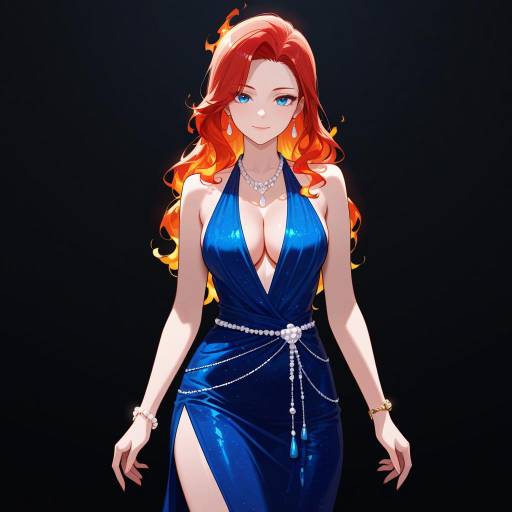 Regal Grace: Fiery Curled Elegance Regal Grace: Fiery Curled Elegance