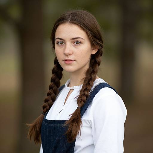 Realistic Girl in Peasant Costume Outdoors