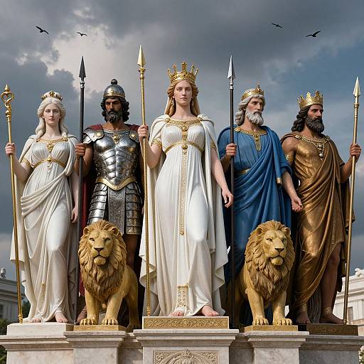 Mythological Deities in Majestic Assembly