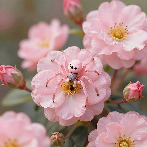 Tiny Pink Spider in Enchanting Garden