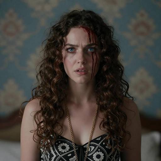 Intense Portrait of a Wounded Woman