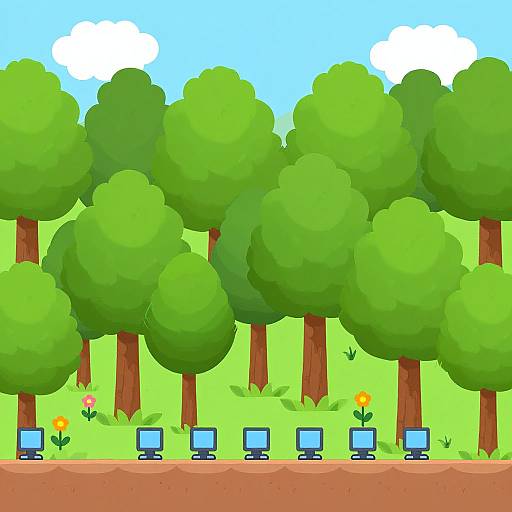 2D Forest Runner Game Background