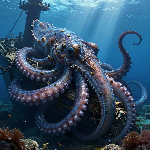 Realistic Kraken Entwined Shipwreck