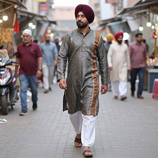 Modern Punjabi Man in Urban Market