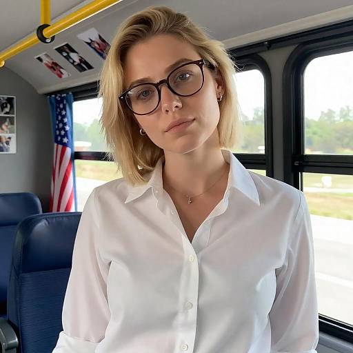 Everyday Scene: Blonde Woman on Bus