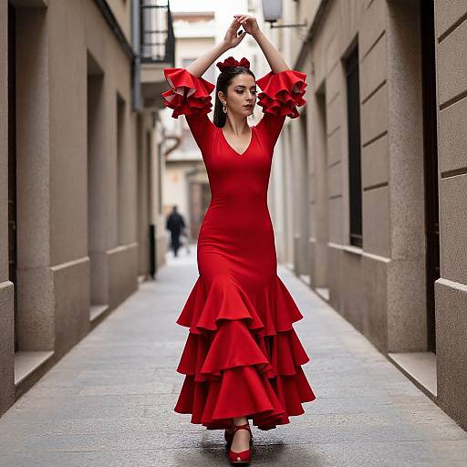 Woman in Red Flamenco Dress