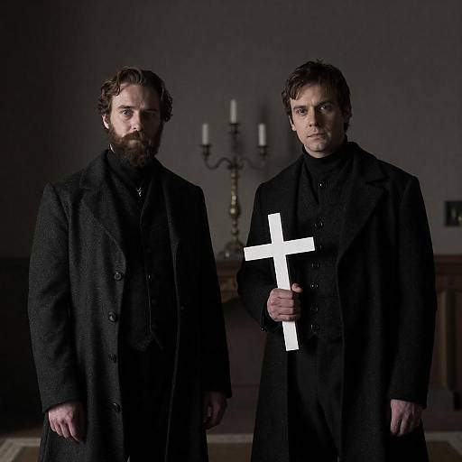 Mysterious Men in Dimly Lit Room