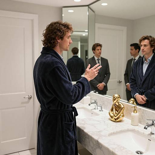 Elegant Man in Modern Bathroom Setting