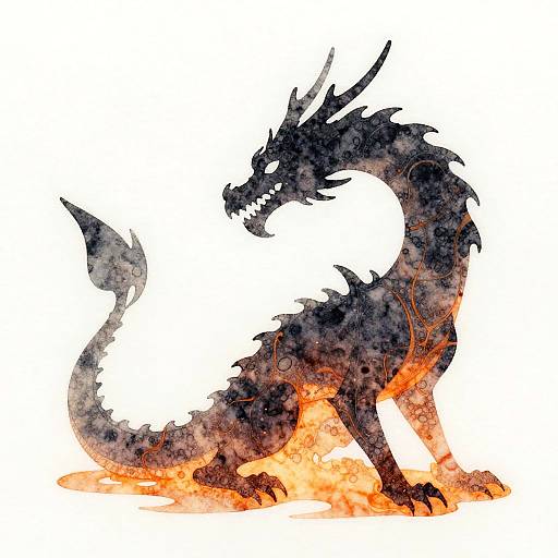 Molten Dragon Silhouette Watercolor