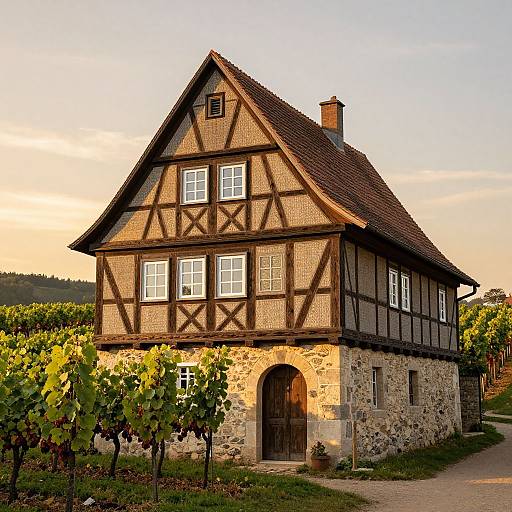 Rustic German Farmhouse at Sunset