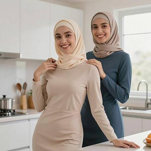 Smiling Women in Modern Kitchen