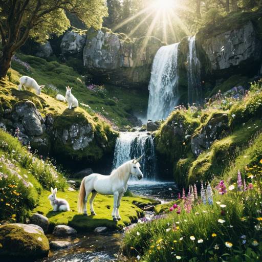 Majestic Unicorn in Sunlit Fairy Meadow Majestic Unicorn in Sunlit Fairy Meadow