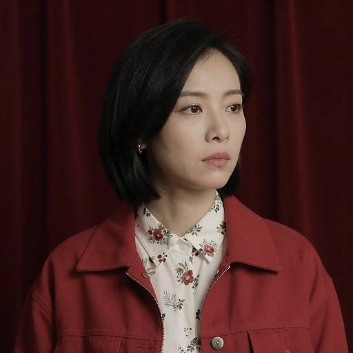 Serious Portrait of Asian Woman in Red