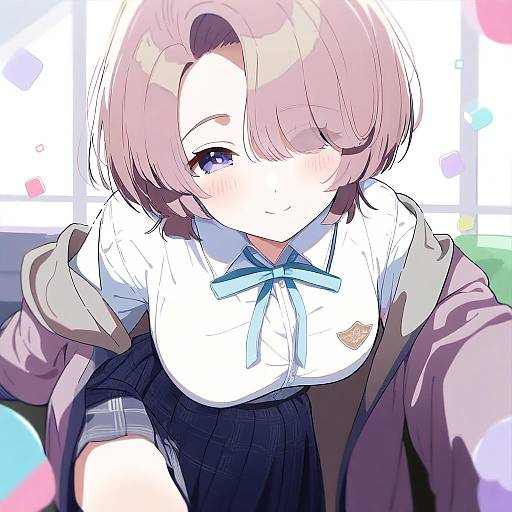 Illustration of Arimura mao, gakuen idolmaster in the style of Okota mikan