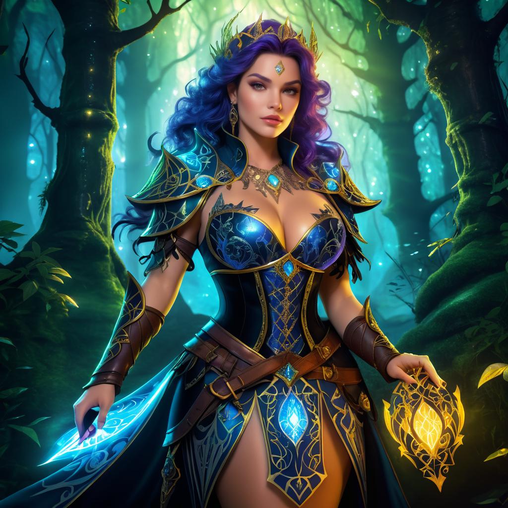 Enchanting Sorceress in Ornate Armor