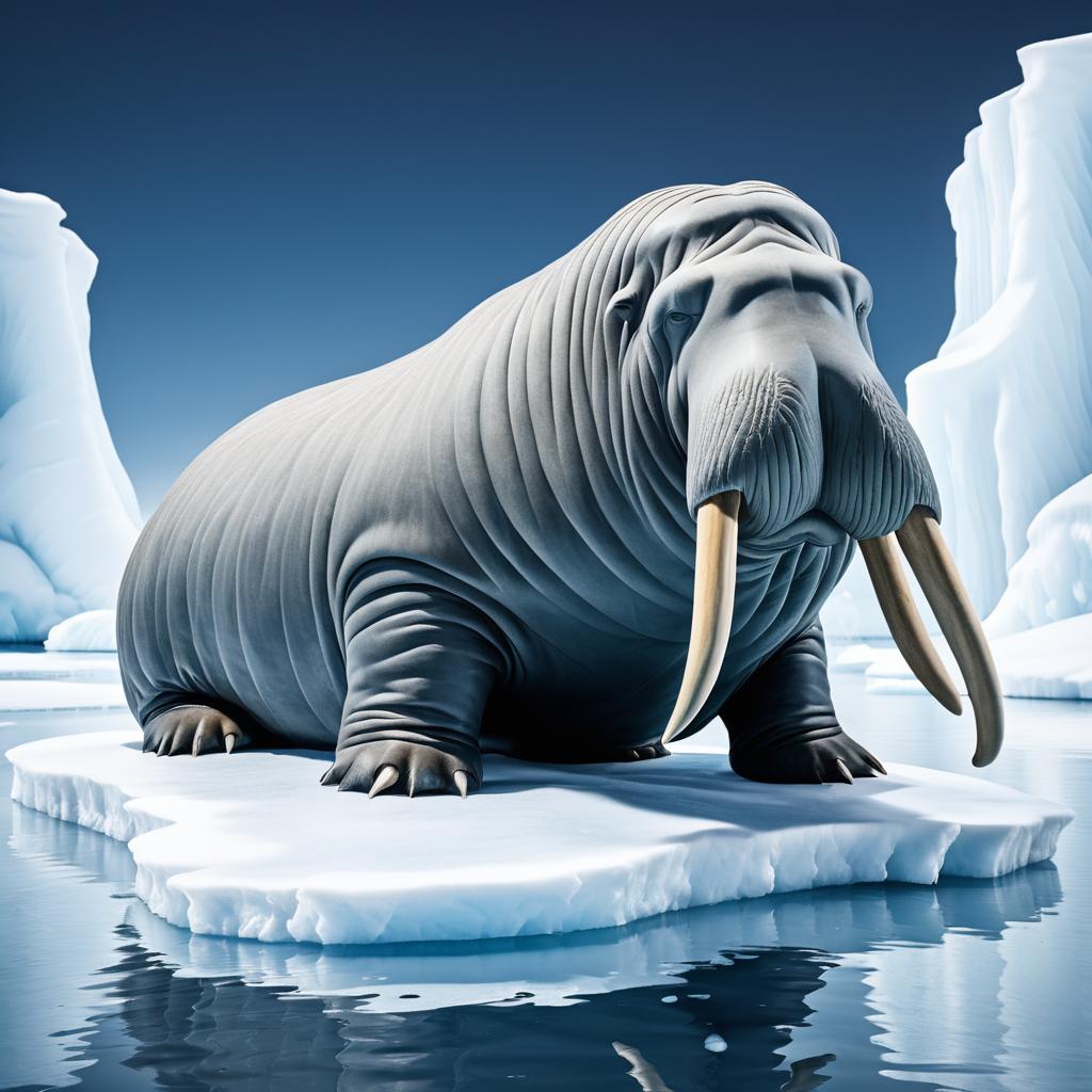 Majestic Walrus on Ice Floe