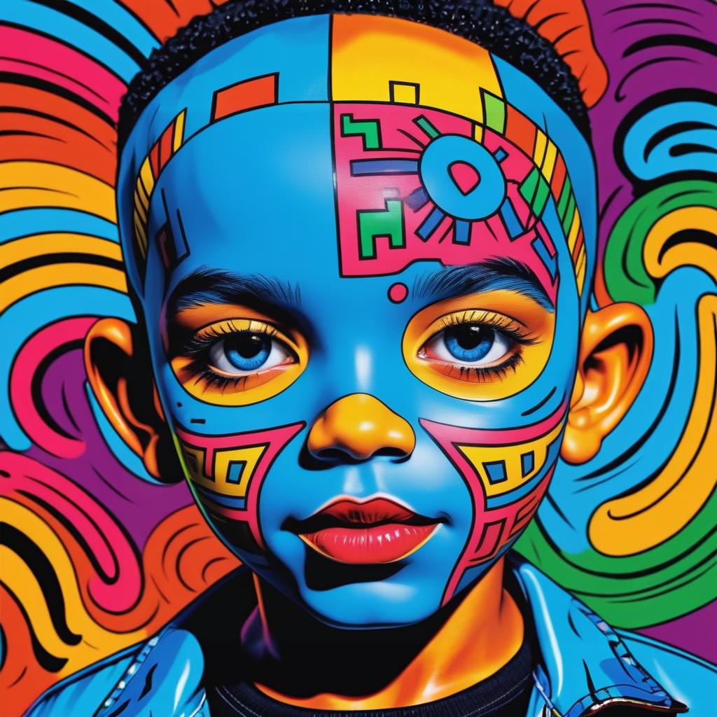 Vibrant Skull-Painted Child Portrait