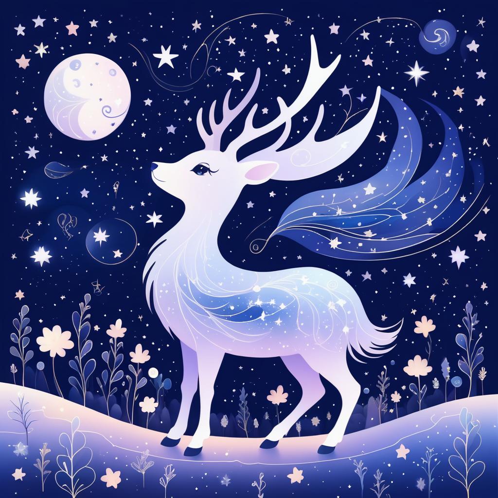 Whimsical Starry Night Creature Art