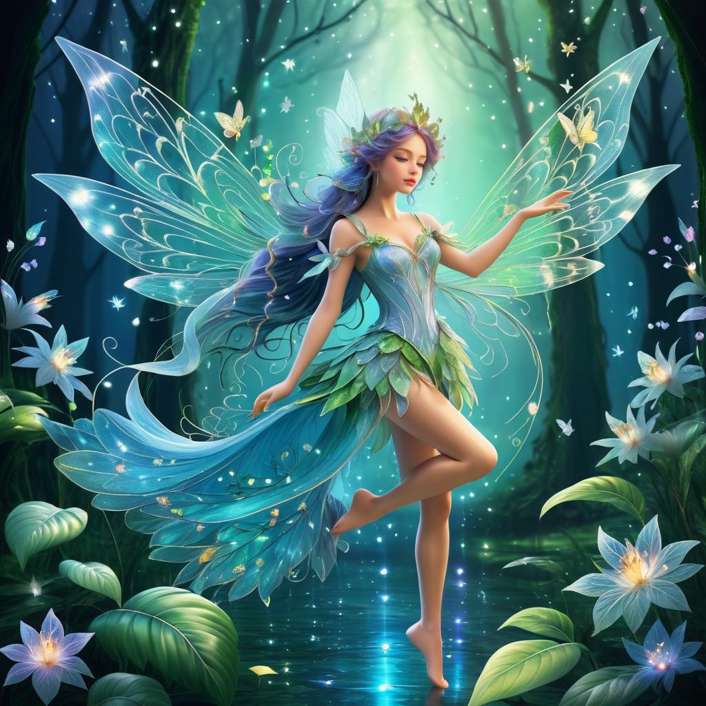 Whimsical Fairy Sprite in a Magic Glade