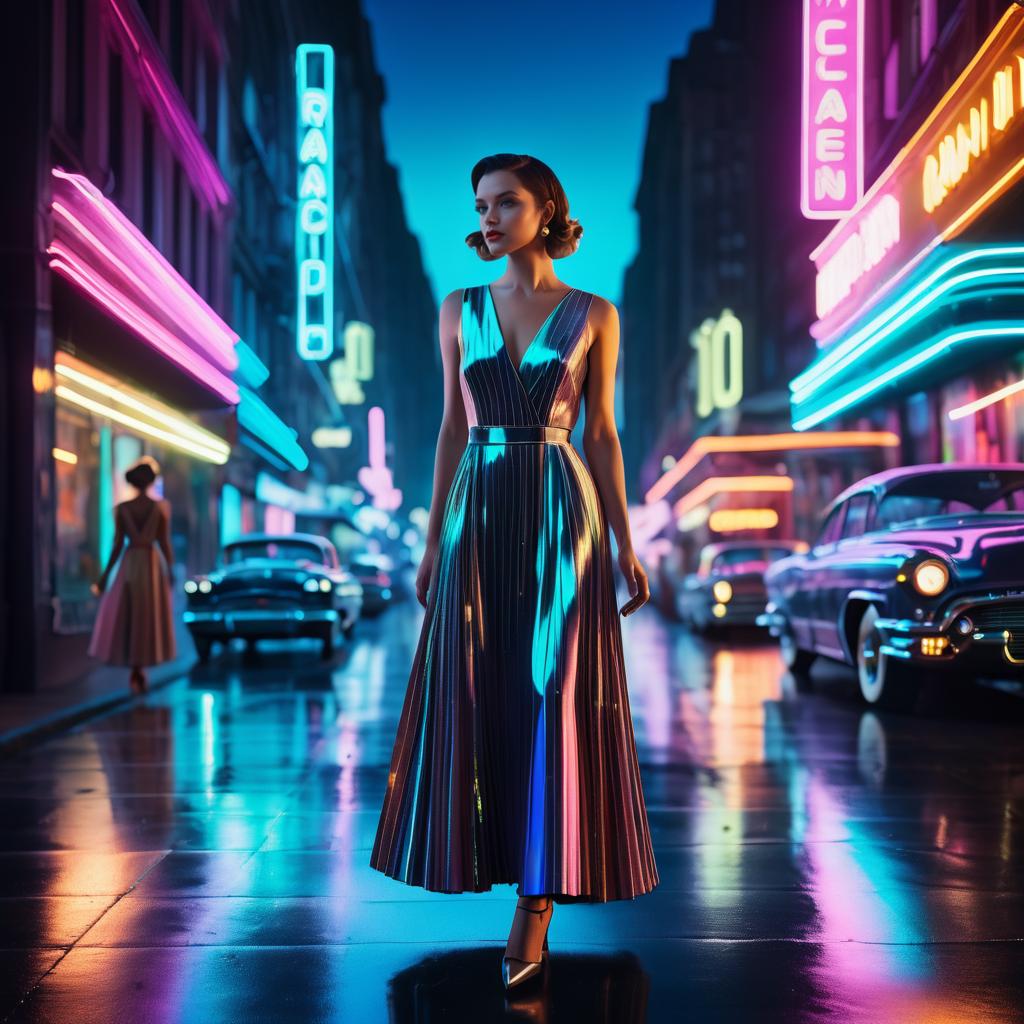 Vintage Elegance in a Neon City