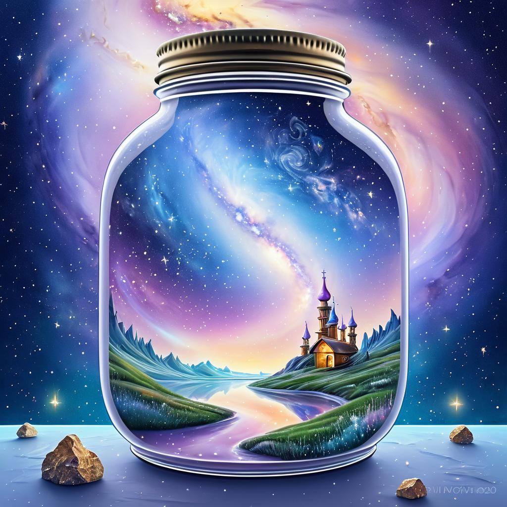 Whimsical Galaxy in a Jar Painting