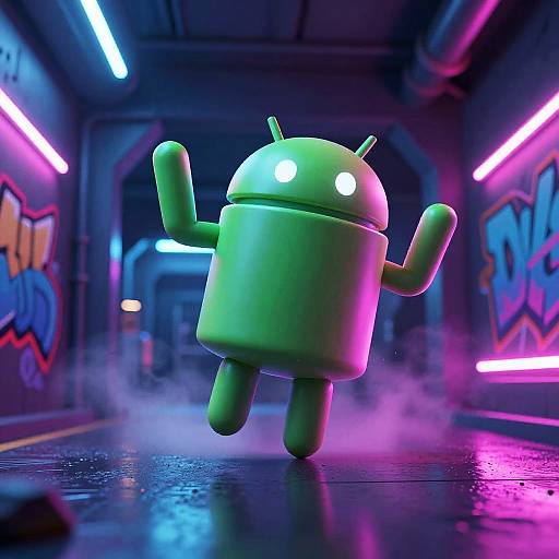 Futuristic 3D Neon Android Breakdancer